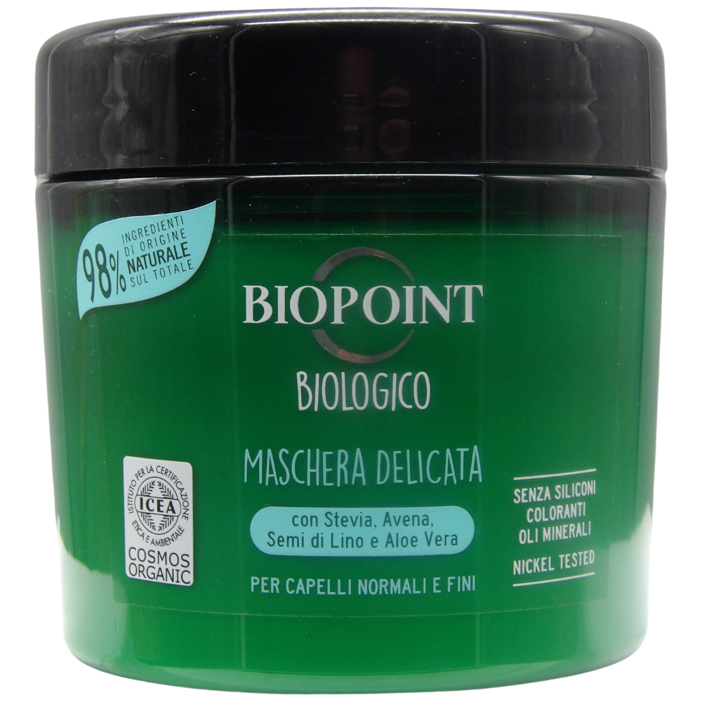 Biopoint Biologico - Maschera Capelli Delicata Bio, Trattamento Nutriente e Idratante con Olii Biologici, Dona Morbidezza e Brillantezza, 200 ml