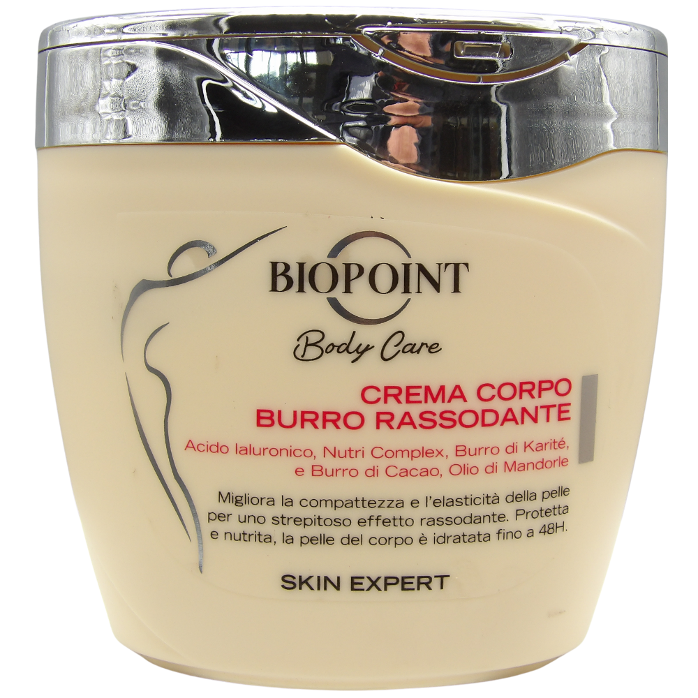 Biopoint - Crema Corpo Burro Rassodante, Azione Idratante e Nutriente Profonda Fino a 48h, Dona una Pelle Compatta, Elastica e Rassodata, 300 ml
