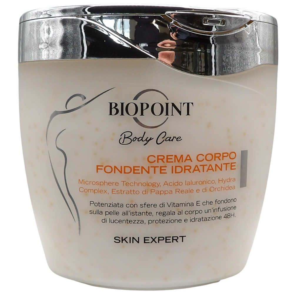 Biopoint - Crema Corpo Fondente Idratante, Azione Protettiva e Idratante Fino a 48h, Concentrato Antiossidante di Vitamina E, Dona una Pelle Luminosa, Levigata e Protetta, 300 ml