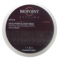 Biopoint Styling - Sculptor Glossy Wax, Cera per Capelli Lucidante a Fissaggio Forte Senza Residui, Azione Idratante e Illuminante, Definisce e Modella la Chioma, 100 ml