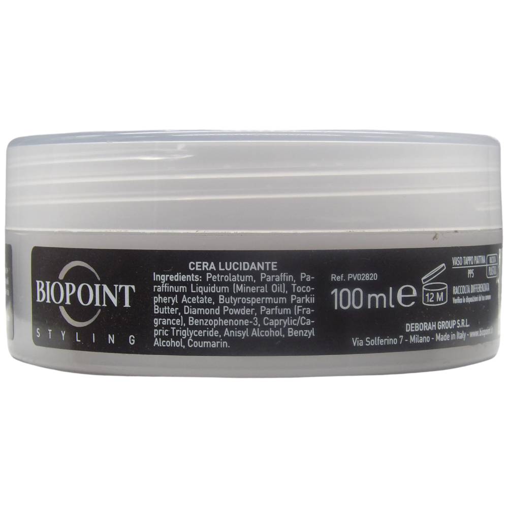 Biopoint Styling - Sculptor Glossy Wax, Cera per Capelli Lucidante a Fissaggio Forte Senza Residui, Azione Idratante e Illuminante, Definisce e Modella la Chioma, 100 ml