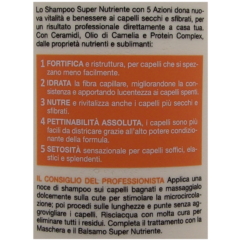 Biopoint Professional Hair Program - Shampoo Capelli Super Nutriente, Formula Ultra Ricca per Idratare e Nutrire i capelli secchi e sfibrati, 400 ml