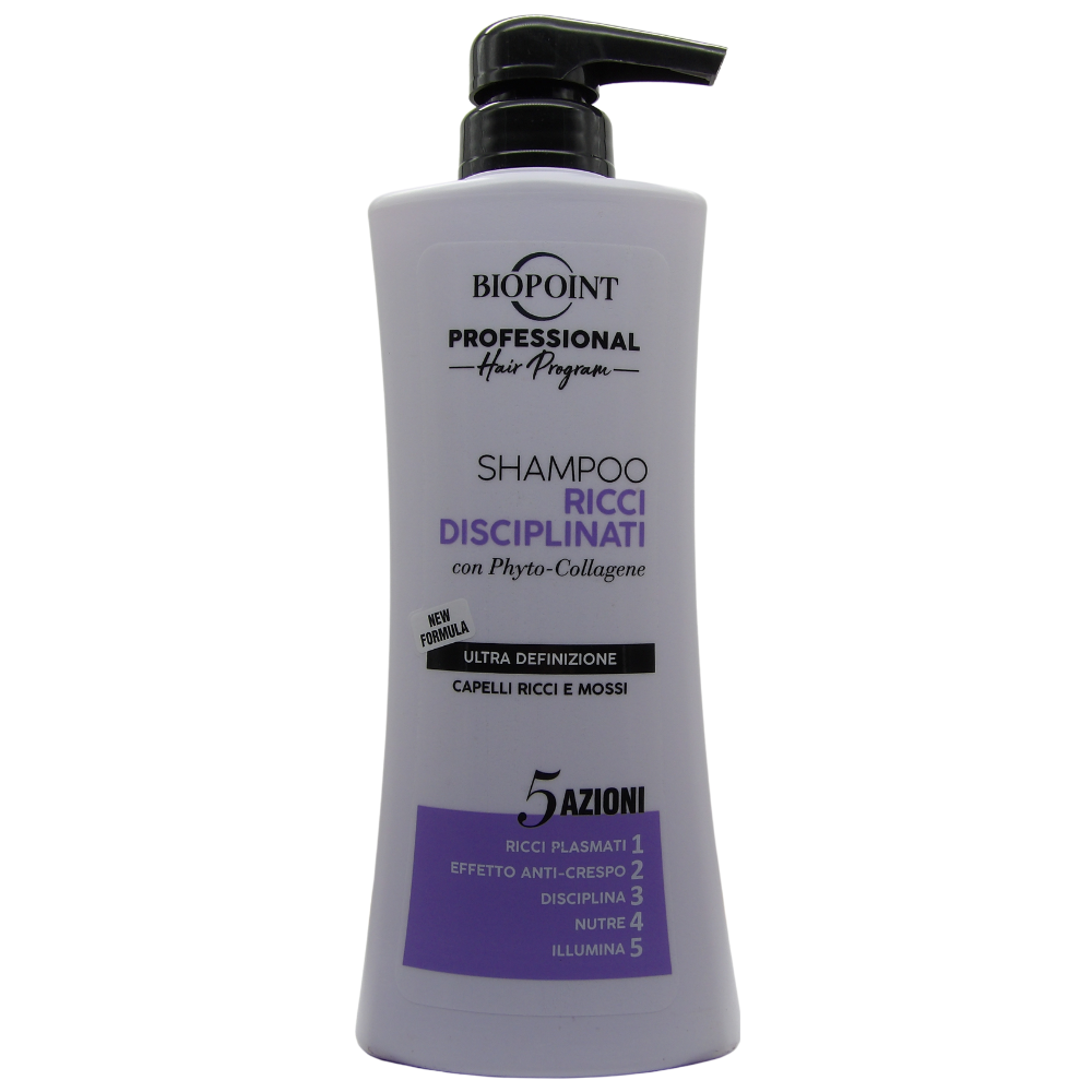 BIOPOINT Shampoo Per Capelli, RICCI DISCIPLINATI. 5 Azioni: -Ricci Plasmati -Effetto Anti-Crespo -Disciplina -Nutre -Illumina 400ml