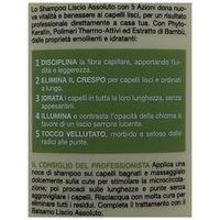 BIOPOINT Shampoo LISCIO ASSOLUTO Con Phyto-Keratin, Ultra Setosità, Per Capelli Lisci. 5 Azioni: Disciplina, Elimina Il Crespo, Idrata, Illumina, Tocco Vellutato 400ml