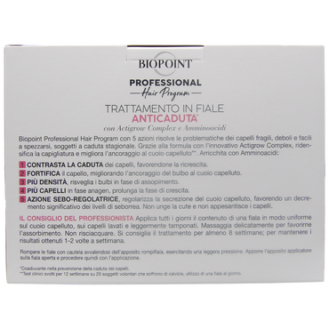 Biopoint Professional Hair Program - Trattamento Fiale Anticaduta Fortificanti, Arricchita con Amminoacidi per capelli fragili, deboli e tendenti a spezzarsi., 10 Fiale da 7ml