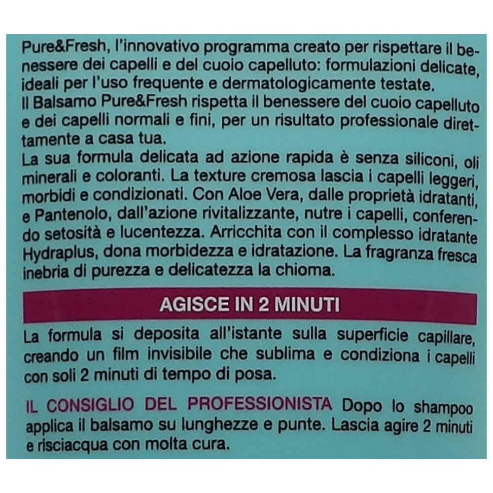 Biopoint Professional Pure & Fresh Balsamo Capelli Normali E Fini Tubo 350 ml