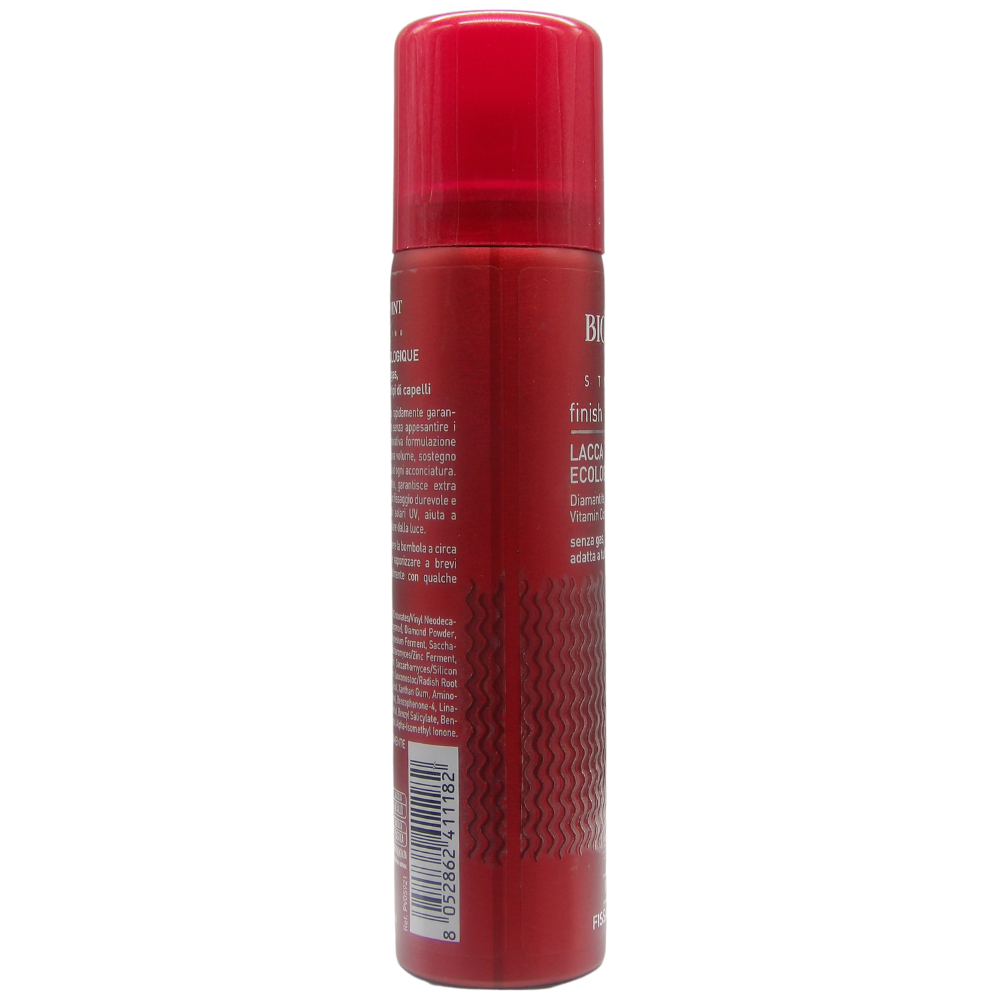 Biopoint Styling Finish - Lacca Ecologique NO GAS Fissaggio Forte 3, con Filtri Solari UV, Formato Viaggio 75ml