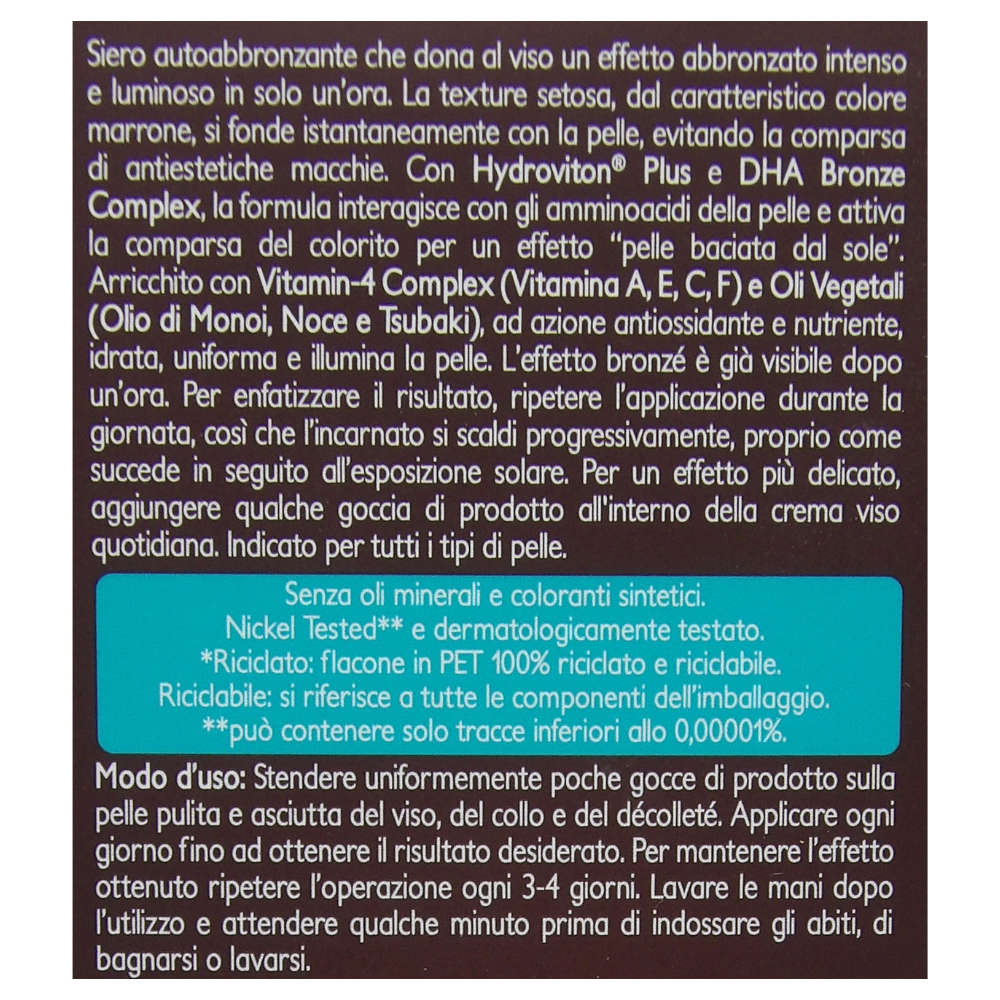 Autoabbronzante Viso, Elisir Di Sole, Abbronza In 1 Ora 50ml