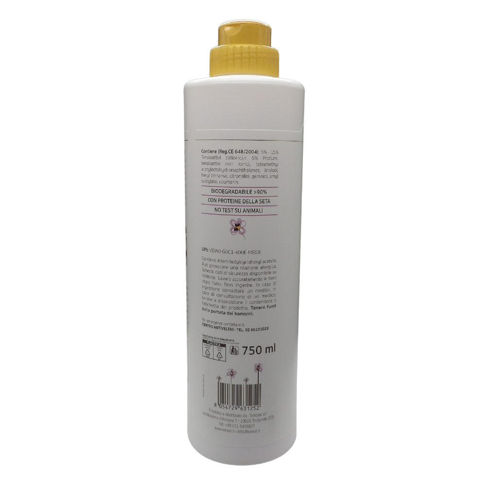 Wexór LOZIONE SFELTRANTE Silk Proteins, Cura e Previene L'Infeltrimento. Additivo Ristrutturante Per Lana Pregiata, Angora e Cashmere Che Agisce Come Maschera Di Bellezza Per Le Fibre 750ml