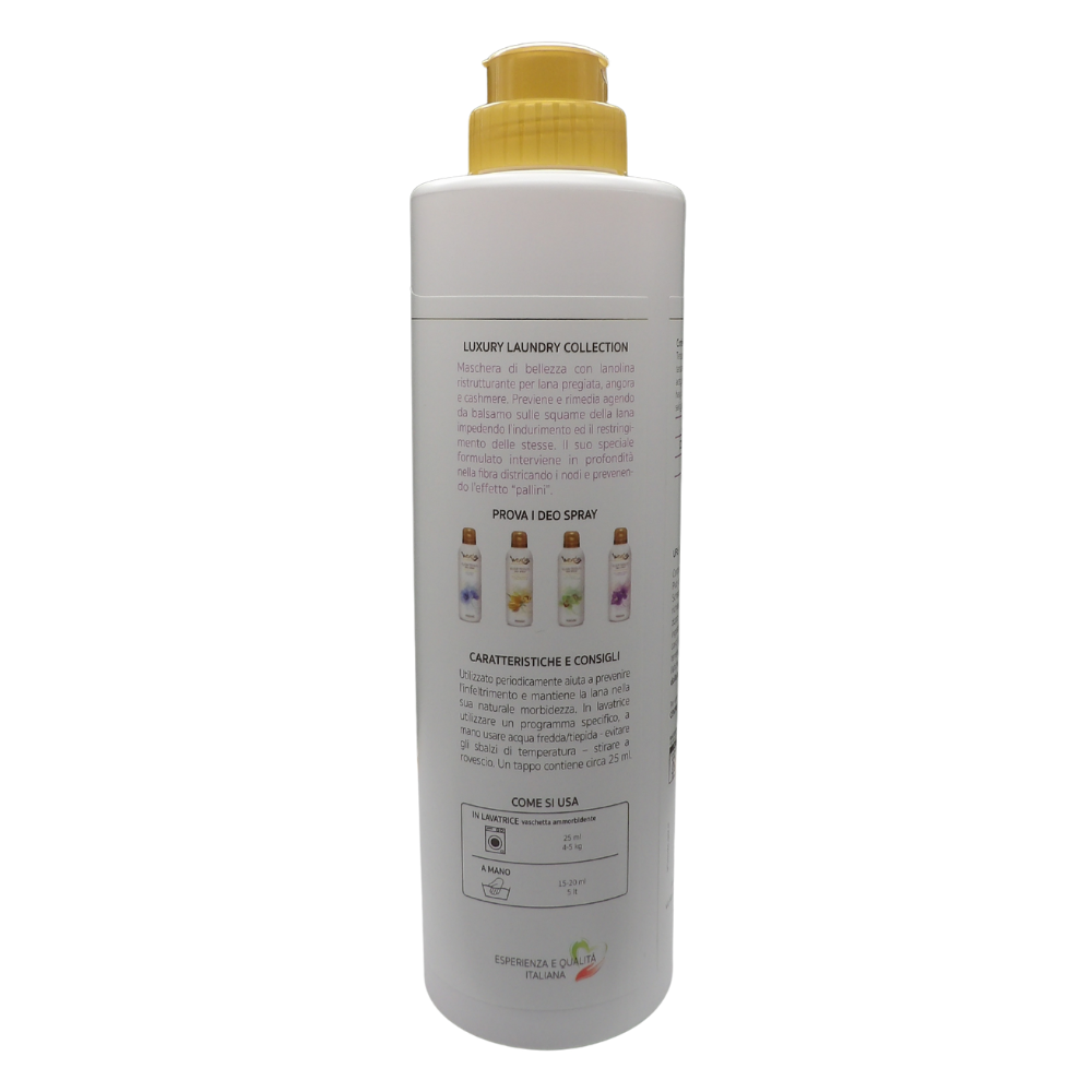 Wexór LOZIONE SFELTRANTE Silk Proteins, Cura e Previene L'Infeltrimento. Additivo Ristrutturante Per Lana Pregiata, Angora e Cashmere Che Agisce Come Maschera Di Bellezza Per Le Fibre 750ml