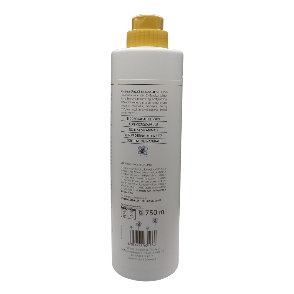 Wexór Elisir Ammorbidente, Con Microcapsule e Proteine Della Seta FELCE MARINA E FIORI BLU 750ml