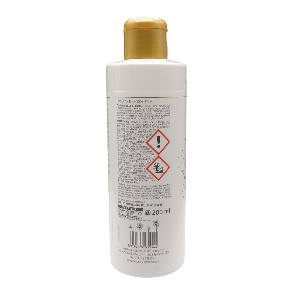 Wexór Elisir Profuma Bucato Con Microcapsule e Proteine Della Seta. Essenza Profumata Per Il Bucato FELCE MARINA E FIORI BLU 200ml