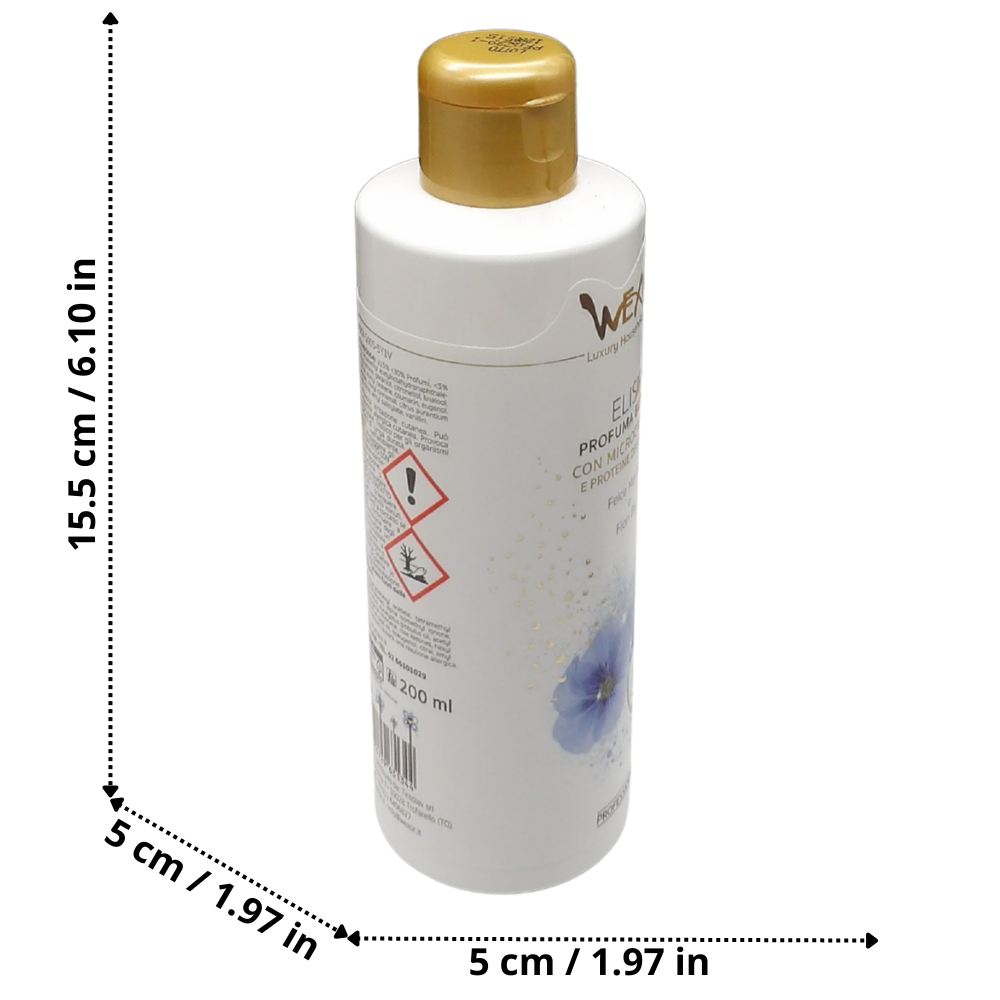 Wexór Elisir Profuma Bucato Con Microcapsule e Proteine Della Seta. Essenza Profumata Per Il Bucato FELCE MARINA E FIORI BLU 200ml