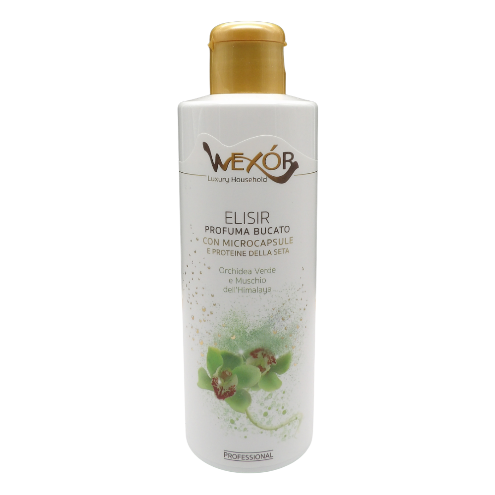 Wexór Elisir Profuma Bucato Con Microcapsule e Proteine Della Seta. Essenza Profumata Per Il Bucato ORCHIDEA VERDE E MUSCHIO DELL'HIMALAYA 200ml