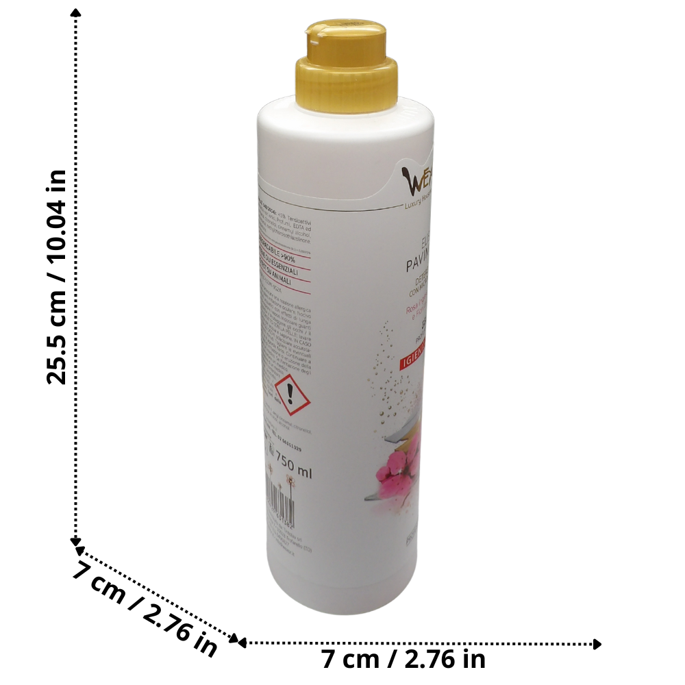 Wexór ELISIR PAVIMENTI Armonia Rosa, Detergente In Gel Igienizzante Con Microcapsule, Profumo ROSA INGLESE, GERANIO e FIORI DI CILIEGIO 750ml