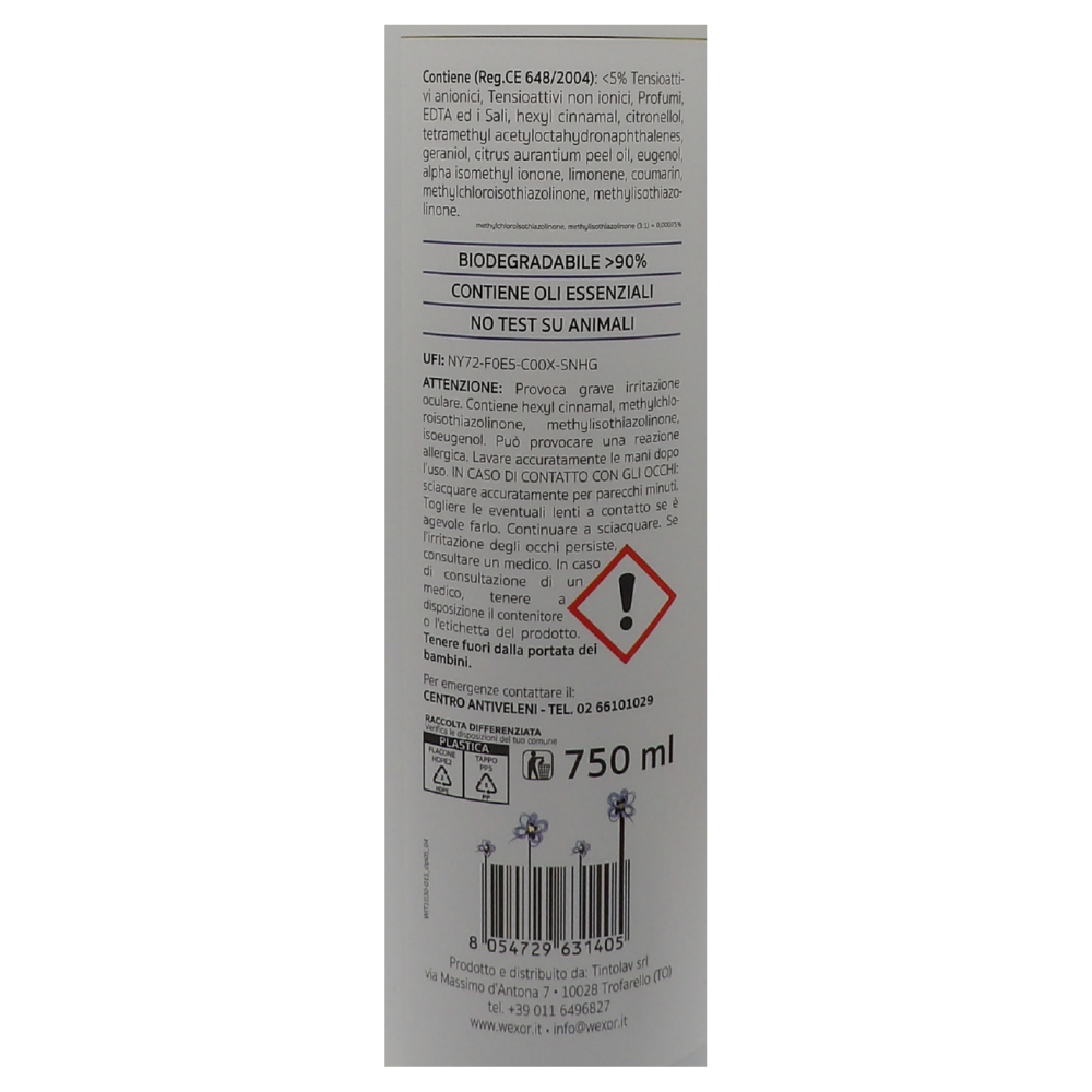Wexór ELISIR PAVIMENTI Fiori D'Acqua, Detergente In Gel Igienizzante Con Microcapsule, Profumo PATCHOULI, MENTA FRESCA e FIORI D'ACQUA 750ml