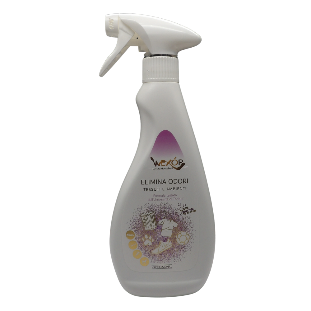 Wexór Spray ELIMINA ODORI Per Tessuti e Ambienti. Arricchito Con L’Innovativa Tecnologia ODOR REMOVER, Rilasciando Una Fresca Ed Emozionante Profumazione Di Pulito 500ml