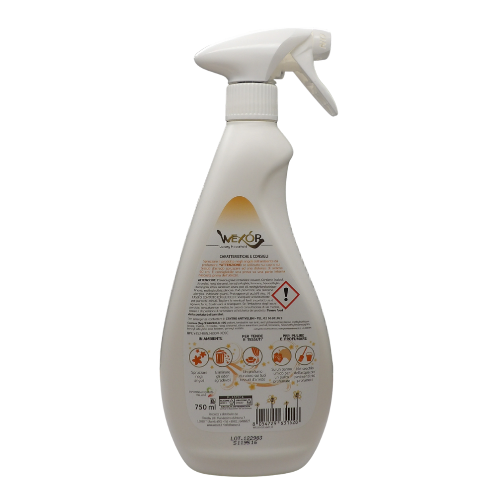 Wexór DEOBOOSTER Armonia Arancione, Essenza Multiuso Spray con Microcapsule Lunghissima Durata. Profumo Di MONOJ DI TAHITI, LIME e FIORI DEL BRASILE 750ml