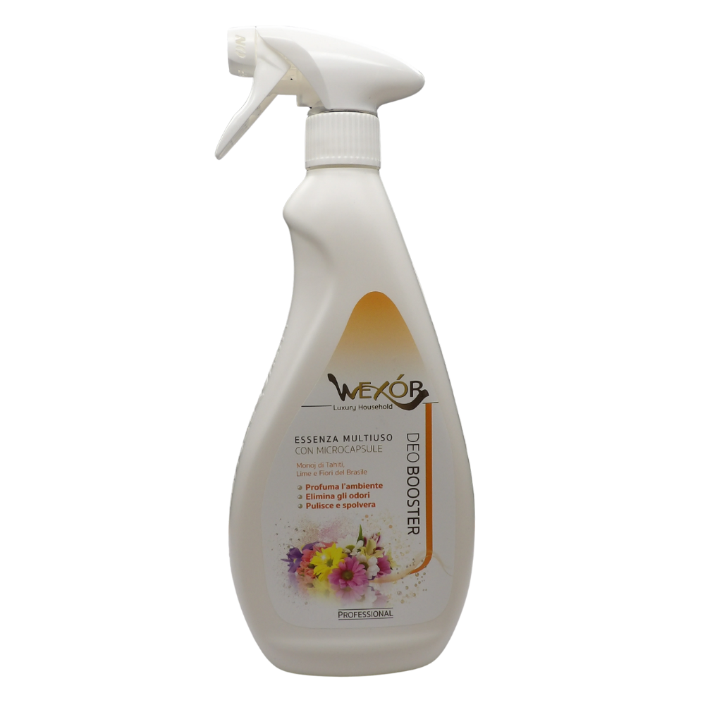 Wexór DEOBOOSTER Armonia Arancione, Essenza Multiuso Spray con Microcapsule Lunghissima Durata. Profumo Di MONOJ DI TAHITI, LIME e FIORI DEL BRASILE 750ml