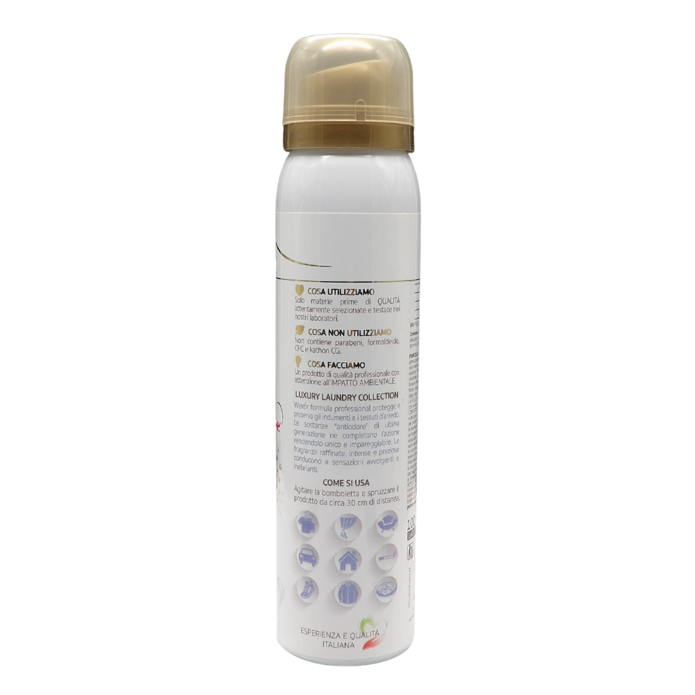 Wexór Deo Spray Formato Travel ELISIR TESSUTI Profuma e Protegge. NARCISO BLU e FIORI DI NINFEA, Fragranza Raffinata, Intensa e Preziosa 100ml