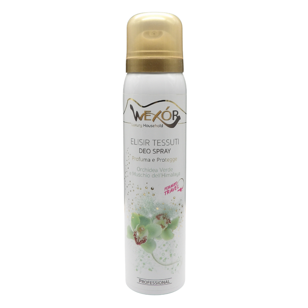 Wexór Deo Spray Formato Travel ELISIR TESSUTI Profuma e Protegge. ORCHIDEA VERDE e MUSCHIO DELL'HIMALAYA, Una Fragranza Raffinata, Intensa e Preziosa 100ml