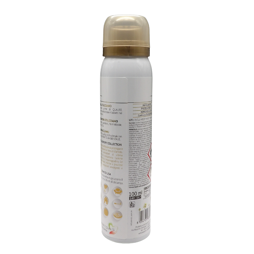 Wexór Deo Spray Formato Travel ELISIR TESSUTI Profuma e Protegge. YLANG YLANG, CASHMERE e LEGNO DI PATCHOULI, Una Fragranza Raffinata, Intensa e Preziosa 100ml