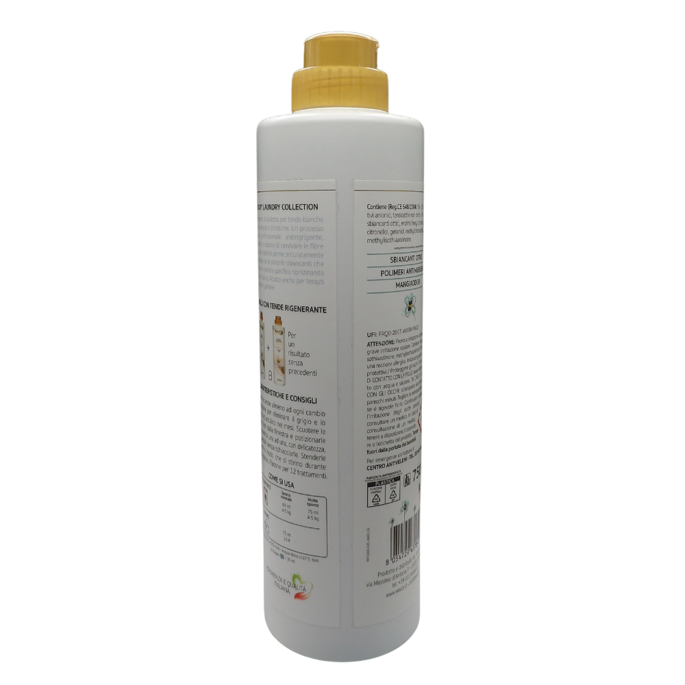 Wexór TENDE Detergente Enzimatico Trattamento A, Pulisce e Protegge Con Polimero Antingrigente. Prodotto Specifico Per Tende Bianche. La Speciale Formula Le Pulisce In Profondità e Ne Ripristina L’Originale Brillantezza 750ml