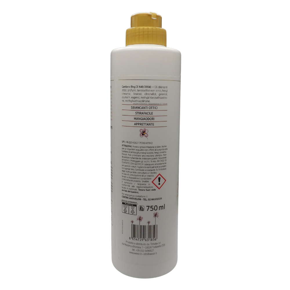 Wexór TENDE Rigenerante Apprettante Trattamento B, Dona Consistenza Antingiallimento e Antiodore. Prodotto Specifico Per Tende Bianche. La Speciale Formula Le Pulisce In Profondità e Ne Ripristina L’Originale Brillantezza 750ml