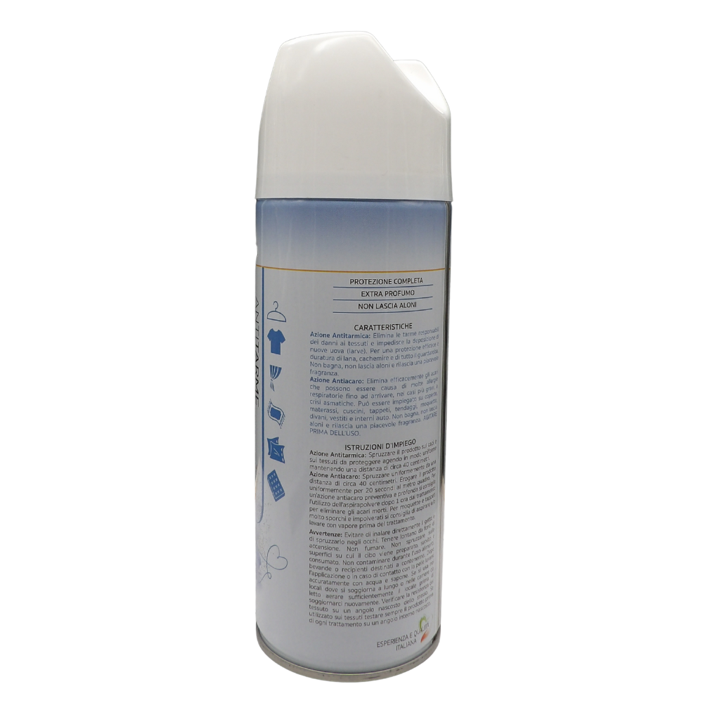 Wexór ANTITARME - ANTIACARO Protezione Profumata a Lunga Durata, NARCISO BLU e FIORI DI COTONE. Ideale Per Capi D’Abbigliamento, Tende, Tappeti, Cuscini, Materassi Etc. 400ml