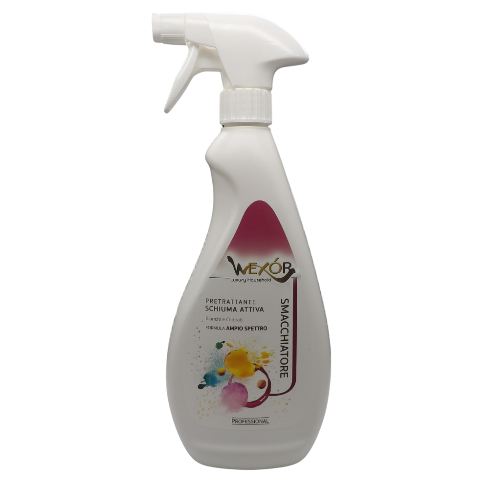 Wexór SMACCHIATORE Spray PRETRATTANTE SCHIUMA ATTIVA, Formula Ampio Spettro, Per Bianchi e Colorati 750ml