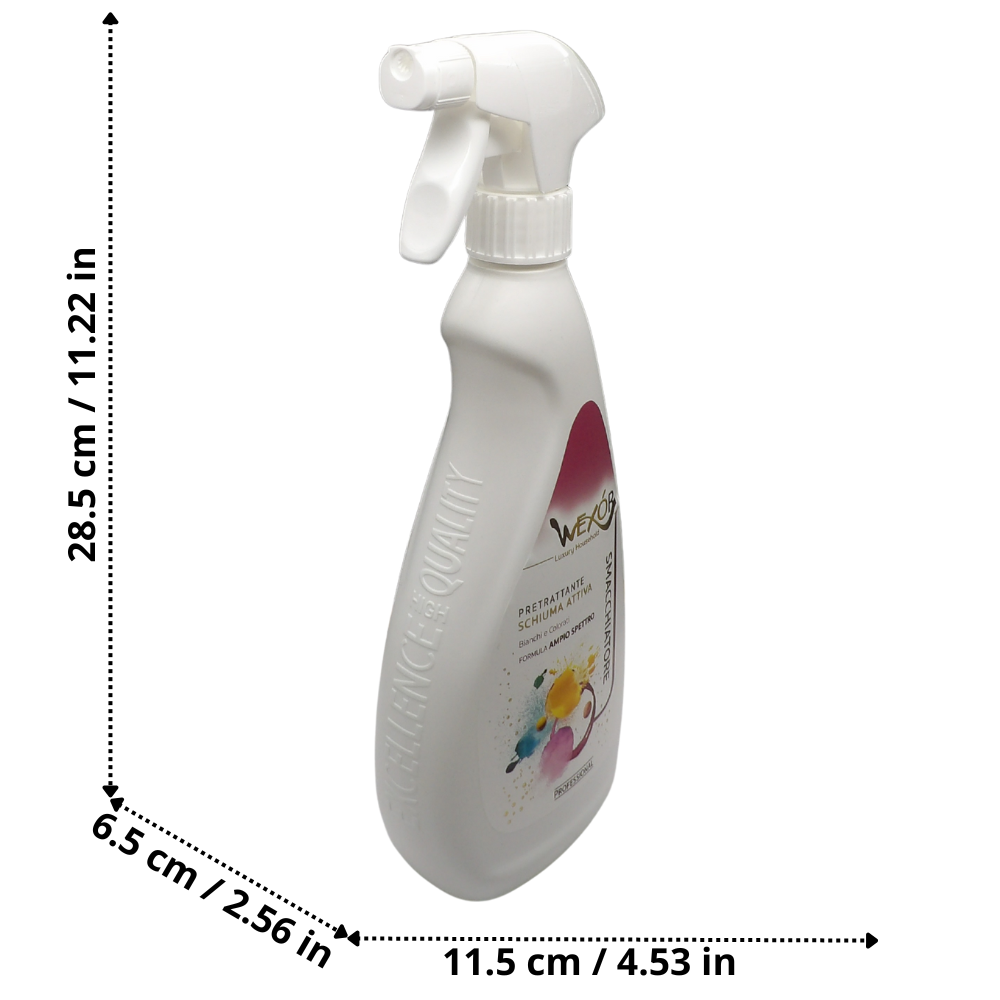 Wexór SMACCHIATORE Spray PRETRATTANTE SCHIUMA ATTIVA, Formula Ampio Spettro, Per Bianchi e Colorati 750ml