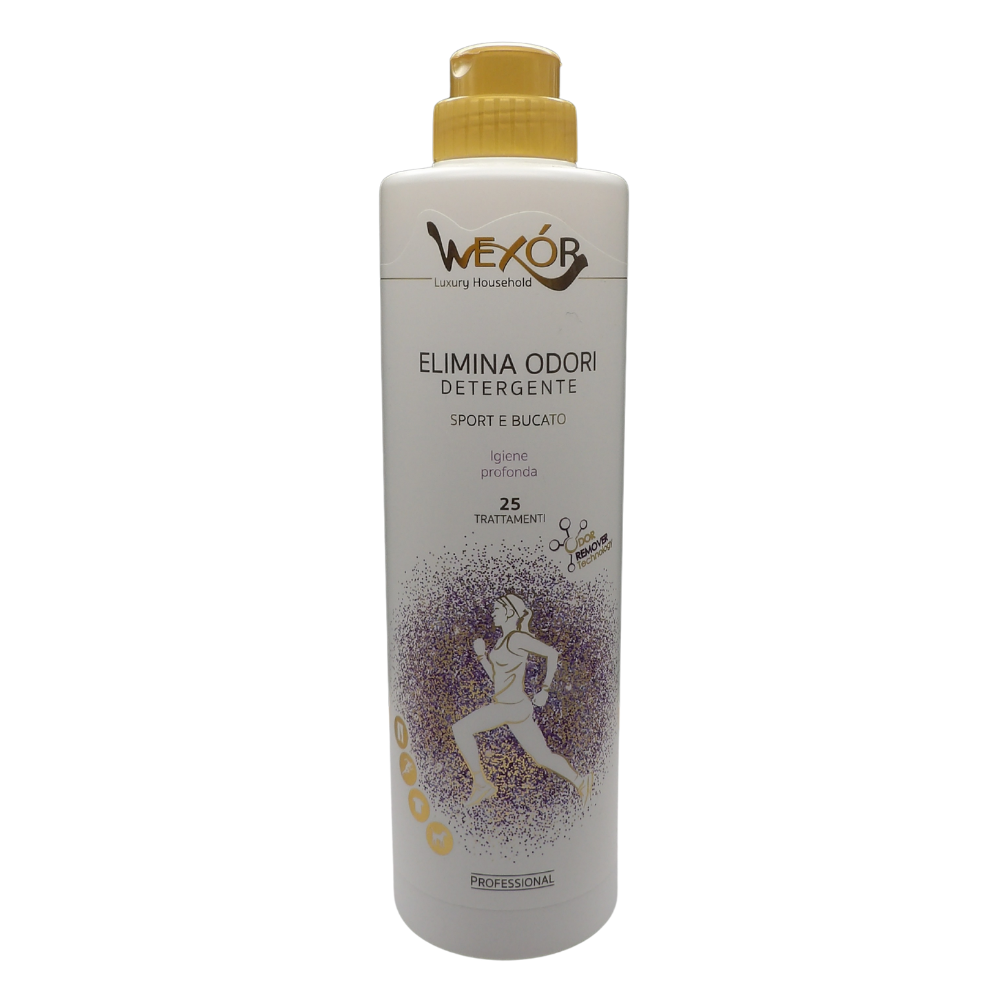 Wexór ELIMINA ODORI Detergente SPORT e BUCATO, Indispensabile Per Chi Vuole Pulizia e Igiene Laddove Il Cattivo Odore Deve Essere Eliminato 750ml