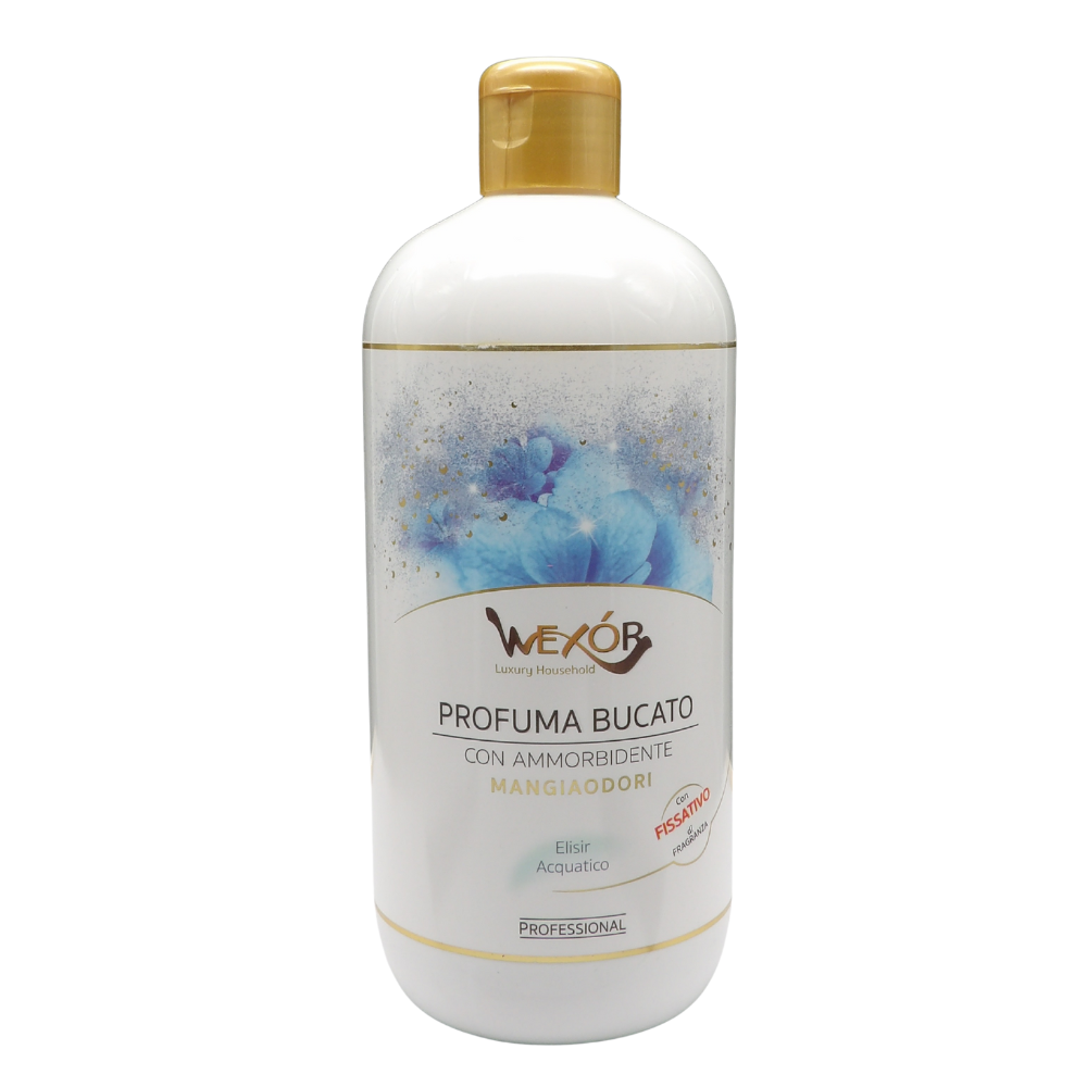 Wexór Profuma Bucato Con Ammorbidente, Formula Mangia Odori, ELISIR ACQUATICO. Per Un Bucato Soffice, Voluminoso e Profumatissimo 500ml