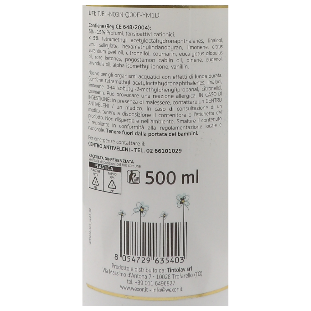 Wexór Profuma Bucato Con Ammorbidente, Formula Mangia Odori, ELISIR ACQUATICO. Per Un Bucato Soffice, Voluminoso e Profumatissimo 500ml