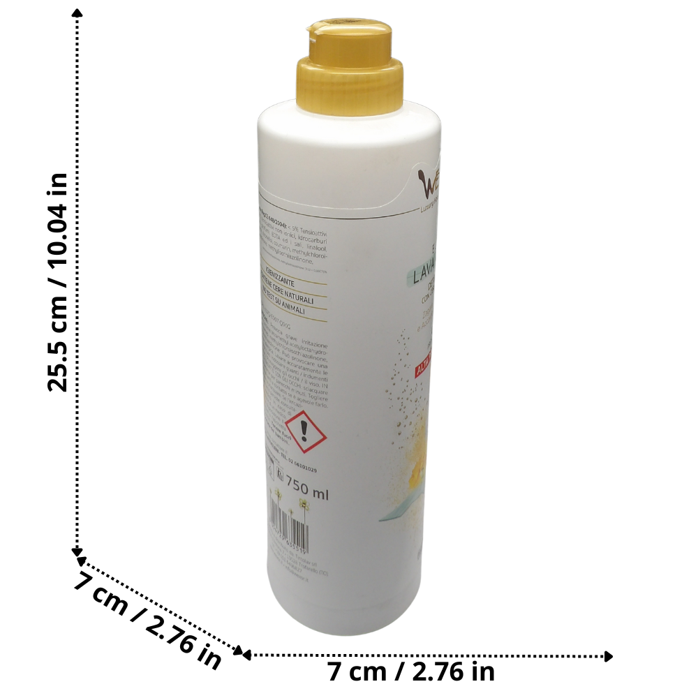 Wexór Elisir LAVA INCERA Detergente In Gel Con Cera Carnauba Igienizzante. Profumo Intenso Di ZAGARA, FIOR DI LOTO e ACCORDO MEDITERRANEO a Lento Rilascio Grazie Alle Microcapsule 750ml