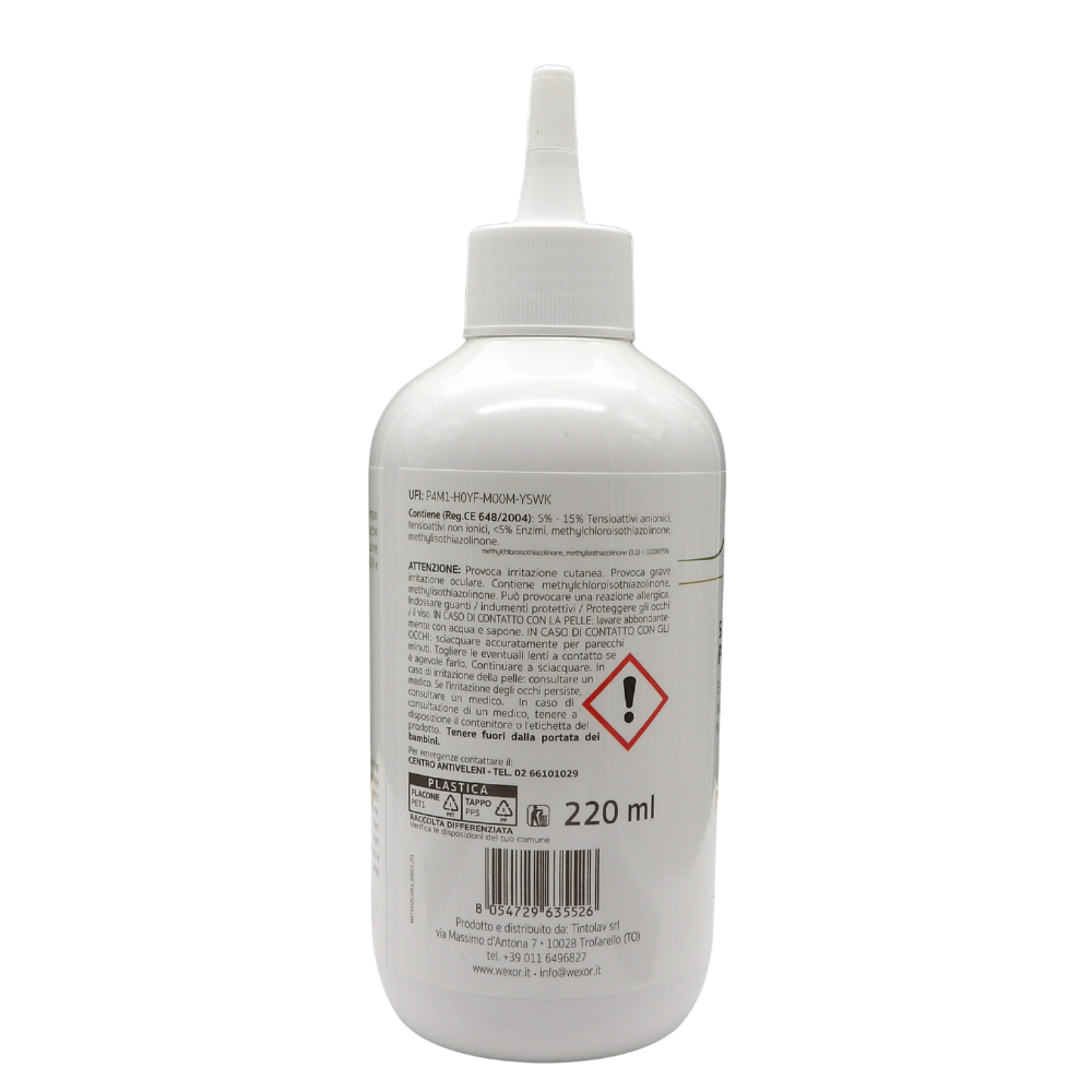 Wexór Smacchiatore Professionale MACCHIE MAGRE. Adatto Per Macchie Di: Erba, Caffè, Tannino, Sangue, Tè, Birra, Succhi Di Frutta, Frutta, Marmellate e Tanto Altro… 220ml