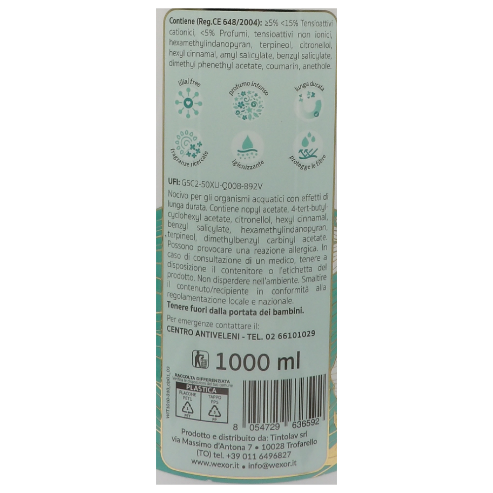 Wexór AMMORBIDENTE PROFUMANTE FIOR DI LOTO Extra Parfum. Per Un Bucato Vaporoso e Super Profumato. Morbidezza Che Coccola, Fragranze Indimenticabili! 1000ml
