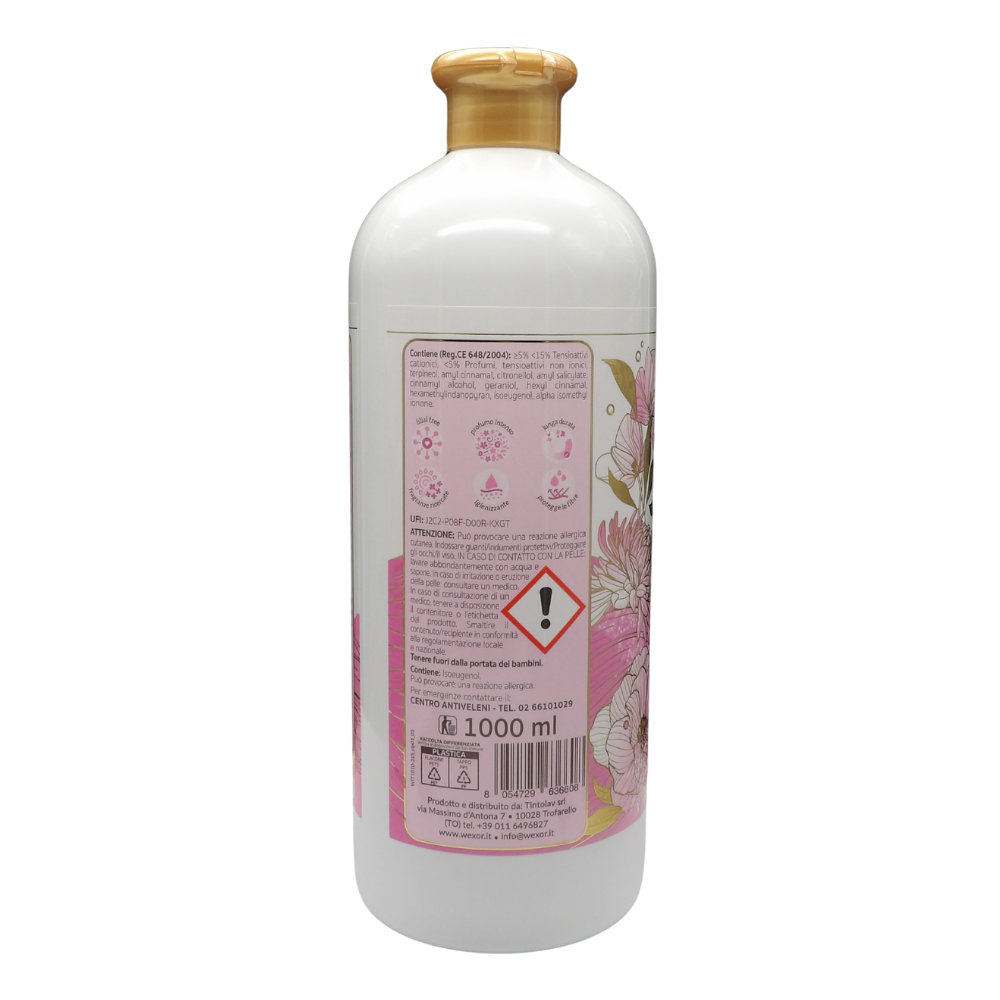 Wexór AMMORBIDENTE PROFUMANTE ROSE & PEONIA Extra Parfum. Per Un Bucato Vaporoso e Super Profumato. Morbidezza Che Coccola, Fragranze Indimenticabili! 1000ml