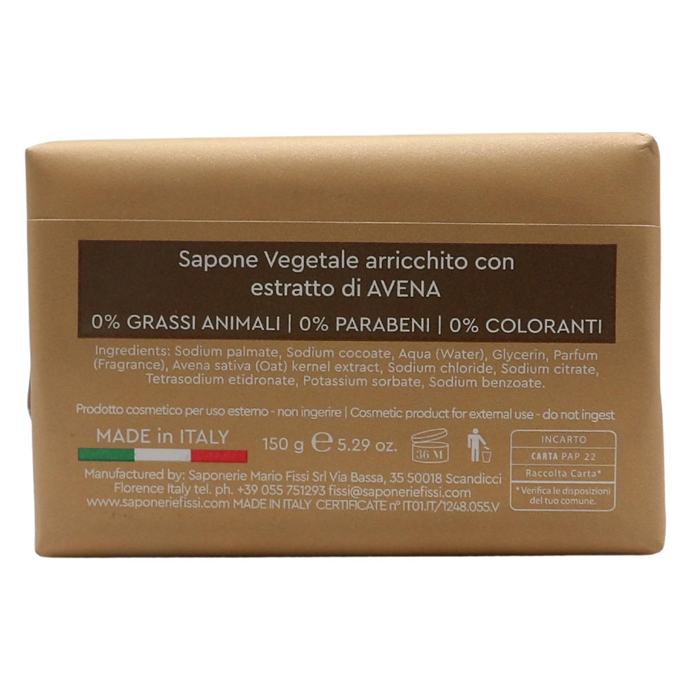 SAPONIFICIO VENEZIANO Sapone Solido Per Viso, Mani e Corpo, Arricchito Con Oli Essenziali. Senza Grassi Animali, Parabeni e Coloranti. Disponibile In Diverse Fragranze 150g (AVENA, Unità)