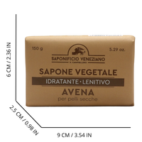 SAPONIFICIO VENEZIANO Sapone Solido Per Viso, Mani e Corpo, Arricchito Con Oli Essenziali. Senza Grassi Animali, Parabeni e Coloranti. Disponibile In Diverse Fragranze 150g (AVENA, Unità)