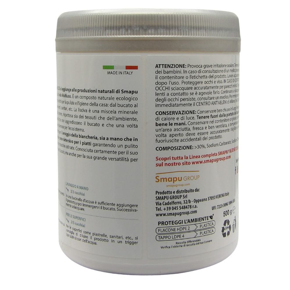 SMAPIU Lisciva, come una volta- Detergente e Sgrassante 100% eco - 500 gr (1)