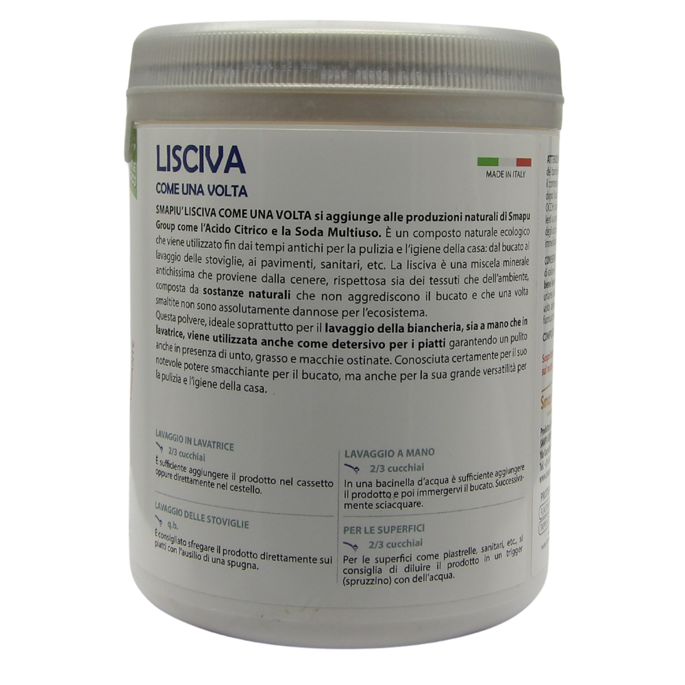 SMAPIU Lisciva, come una volta- Detergente e Sgrassante 100% eco - 500 gr (1)