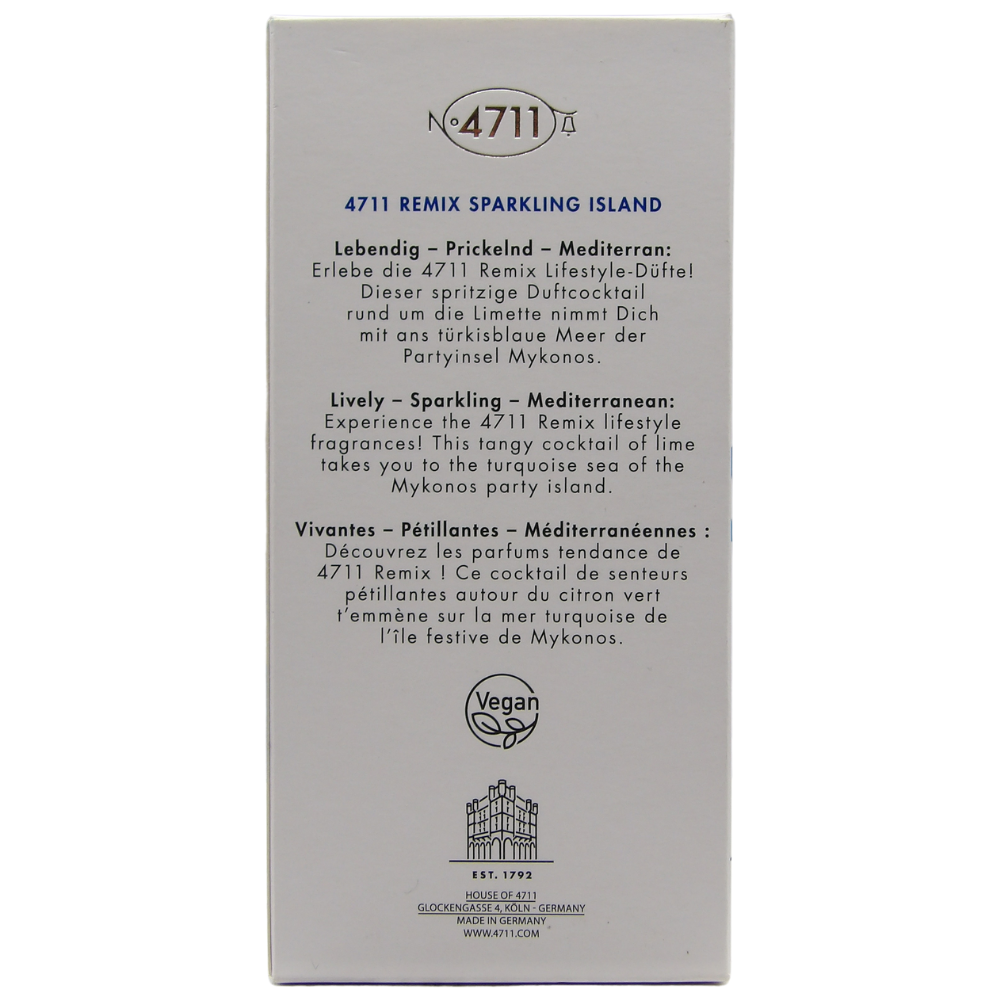 4711® Remix Cologne Sparkling Island I Eau de Cologne - fruttata - rivitalizzante - estate - la lime fruttata e fresca ora in una nuova miscela frizzante. I Spray con atomizzatore naturale da 100 ml