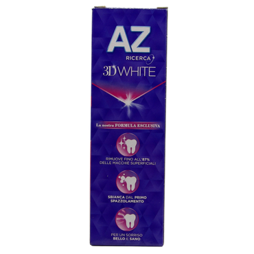 dentifricio sbiancante AZ 3D White Ultra White nel formato da 65 ml.