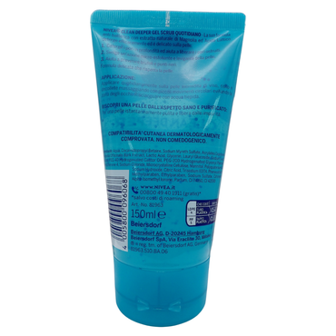 NIVEA Clean Deeper Gel Scrub Viso Quotidiano 150 ml, Esfoliante viso per brufoli e punti neri, Scrub viso donna e uomo antibatterico con estratto di magnolia e acido lattico