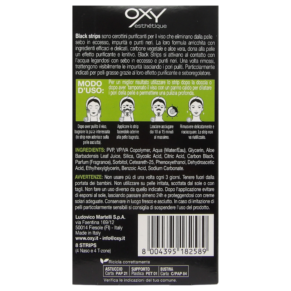 OXY Cerotti Viso Purificanti (Black Strips) sono cerottini purificanti per il viso che aiutano a eliminare efficacemente sebo in eccesso, impurità e punti neri, lasciando la pelle visibilmente più pulita e liscia.