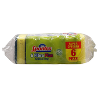 SPONTEX Spugna Grasso Stop 6Fibra Plus (Confezione Da 6 Spugne)
