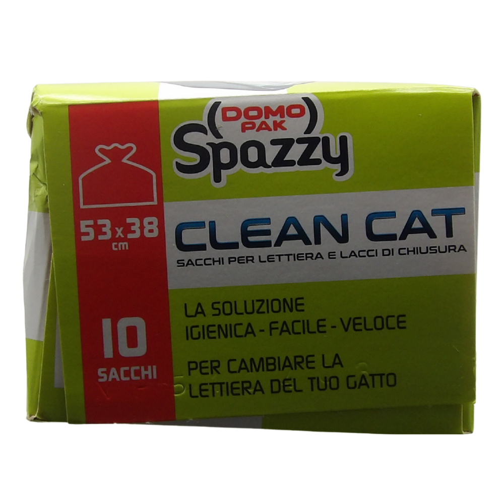 DOMOPAK SPAZZY CLEAN CAT, Sacchi Per Lettiera Con Lacci Di Chiusura (Confezione Da 10 Sacchetti) 53x38cm
