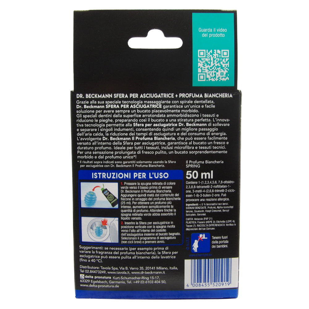 Dr. Beckmann Sfera per Asciugatrice + Profuma Biancheria Spring 50 ml.