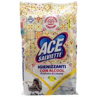 Salviettine Igienizzanti, Azione Sgrassante, con Alcool, al Profumo di Limone, Rimuove Germi e Batteri (Confezione da 40 Salviette)